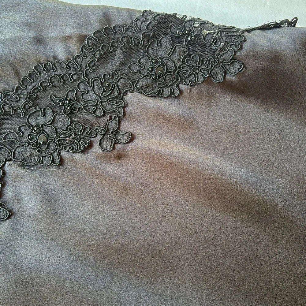 Vintage 80’s Embellished Black Lace Mini Slip Dress Goth Whimsical Fairy Medium - Picture 14 of 17